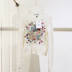 Authentic Dior White Knit with Black Embroidery